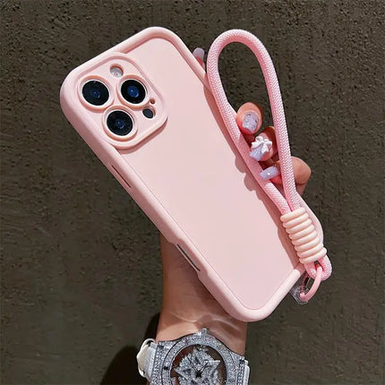Luxury Colorful Lanyard Soft Silicone Phone Case For iPhone 17 16 15 14 13 12 11 Pro Max 16E X XR XS Max 7 8 16 Plus 17Air Cover