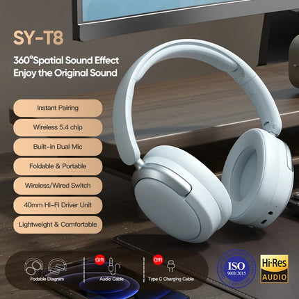 EOENKK Chioce Original SY-T8 Wireless Headphones Bluetooth 5.4 20h Long Battery Life Noise Reduction Gaming Headset With Mic
