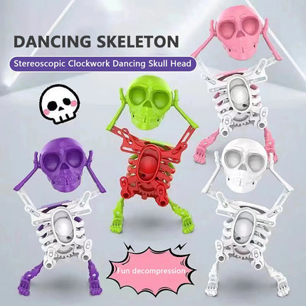 Dancing Skeleton Toys Clockwork Fun Little Toy Ornaments Creative Stress Relief Desktop Toys Gift For Friends Halloween Ornament