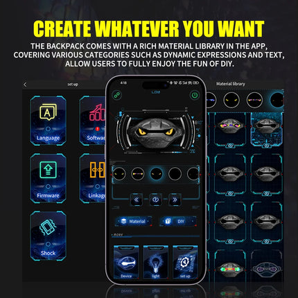 Cool Toothless style Satchel LED Screen Display APP Control Riding Drop Leg Side Bag Waterproof Dynamic Screen Shoulder Bags