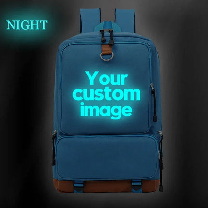 Customize Your Logo Name Image Backpack School Bags for Teenagers Girls Boys Harajuku Custom Diy Luminous Backpacks Rucksack