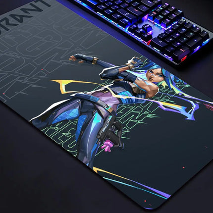Valorant Neon Mouse Pad Gaming XL New HD Mousepad XXL MousePads Natural Rubber Anti Slip Office Computer Mouse Mat Table Mat