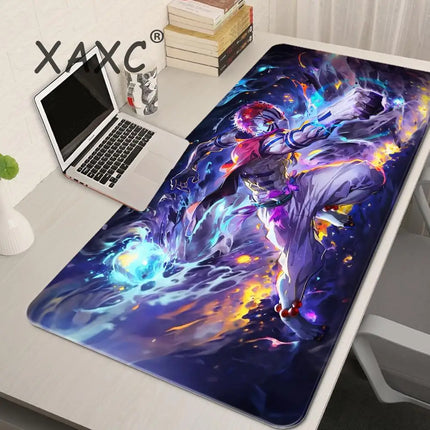 Japan Anime Desk Mat XL PC Akaza Gamer Cabinet Keyboard Rug Laptop Ghost D-demon Slayer Mouse Pad Black And White Manga Mousepad