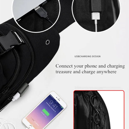 Luminous Chest Bag Multifunction Fashion Men Crossbody Bags USB Charging Chest Pack Short Trip Men 's Shoulder Bag Single