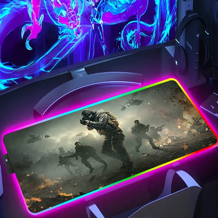 RGB Desk Mat LED Game Rubber Mousepad Calls Of Duty Mouse Pad Large Gaming Mouse Mat With Backlit Gamer Non-Slip Computer Carpet