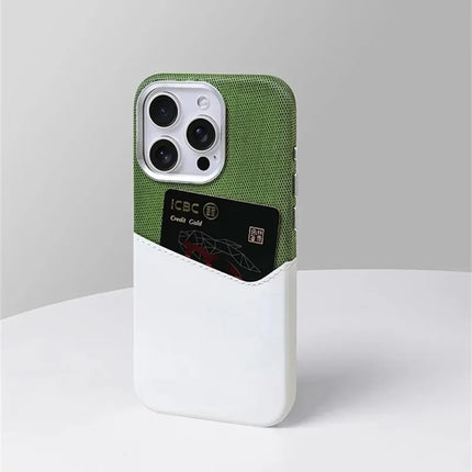 Card Holder Pocket MagSafe Leather Case Compatible with iPhone 17 Wireless Charging Protective Case