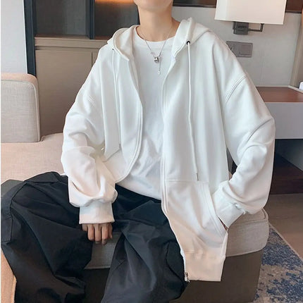 US Size Zip Up Hoodies Autumn Hooded Sweatshirts Men's Hoodie Cardigan Solid Color Classic Jacket Men Coat Men Clothing