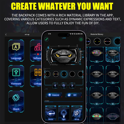 Cool Toothless style Satchel LED Screen Display APP Control Riding Drop Leg Side Bag Waterproof Dynamic Screen Shoulder Bags