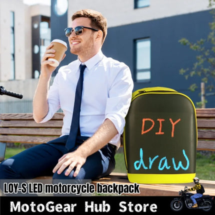 New Loy-S Led Motorcycle Backpack Luminous Display Screen Waterproof Diy Pattern Remote Operation Motorcycle Riding Backpack