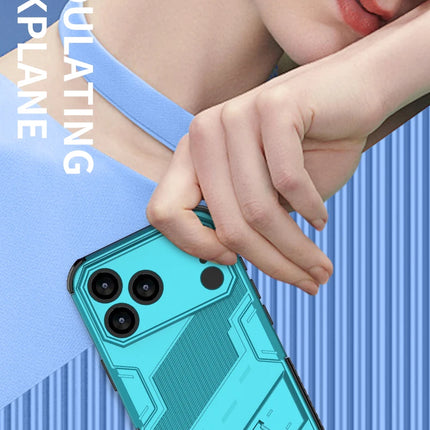 New Solid Armor Cyber Shockproof Phone Case For iPhone 17 Pro Max 17 AIR With Stand Holder Cover Protective Shell