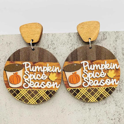 2024 New Autumn Thanksgiving Earrings Turkey Pumpkin Maple Leaf Wooden Earrings Women's Thanksgiving Festival Jewelry