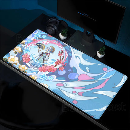 Game Yumemizuki Mizuki Furina Mavuika Raiden Mousepad XXL Large Genshin Impact Mouse Pad Non-slip Keyboard office Anime Desk Mat