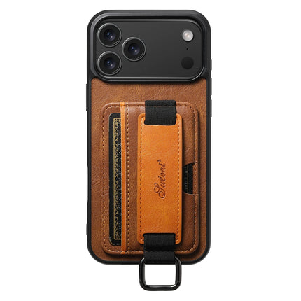 SUTENI Phone Case Wrist Strap Ring Buckle Faux Leather Card Holder Stand For iPhone 17 Pro Max 16 Plus 15 14 13 12