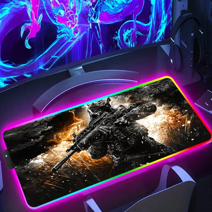 RGB Desk Mat LED Game Rubber Mousepad Calls Of Duty Mouse Pad Large Gaming Mouse Mat With Backlit Gamer Non-Slip Computer Carpet