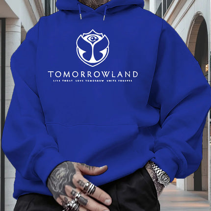 Men'S Hoodie with "TOMORROWLAND" Graphic - Casual Pullover Sweatshirt Long Sleeve Regular Fit Fall/Winter Casual Wear Hoodie