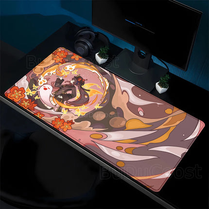 Game Yumemizuki Mizuki Furina Mavuika Raiden Mousepad XXL Large Genshin Impact Mouse Pad Non-slip Keyboard office Anime Desk Mat
