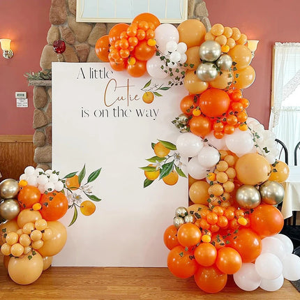 Fall Theme Balloons Garland Orange White Nude Gold Balloon Arch Kit Fall Pumpkin Thanksgiving Birthday Party Wedding Decoration