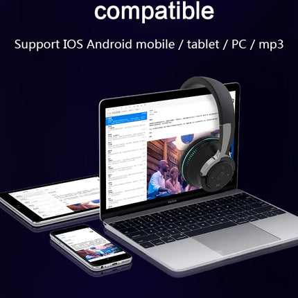 Super Bass Gaming Headsets RGB Lights Effect Wireless Bluetooth Headphones HIFI Sound Noise Reduction Gamer Earphones in HD Mic