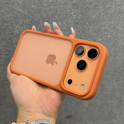 Luxury Orange Shield Matte Transparent Phone Case For iPhone 17 Pro Max 17 Pro 17Air Metal Buttons Skin Feel Shockproof Cover