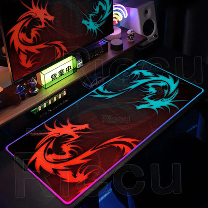 RGB MSI Pc Gaming Keyboard Expansion Mouse Pad LED Glowing Mat Anti-slip Rubber Backlight Esports Game Laptop Home Office Setup