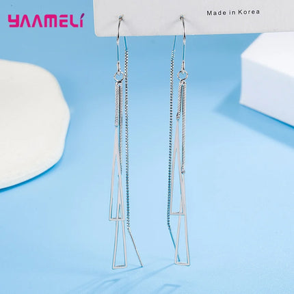 Earrings Fashion Jewelry Simple Geometric Tassel Long Box Chain Thread Pendientes Ear Decoration Ornaments