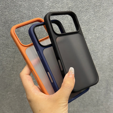 Luxury Orange Shield Matte Transparent Phone Case For iPhone 17 Pro Max 17 Pro 17Air Metal Buttons Skin Feel Shockproof Cover