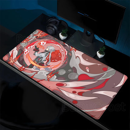 Game Yumemizuki Mizuki Furina Mavuika Raiden Mousepad XXL Large Genshin Impact Mouse Pad Non-slip Keyboard office Anime Desk Mat
