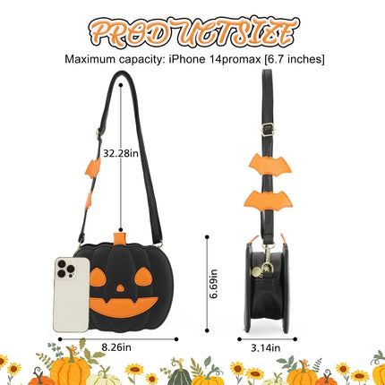 Halloween Pumpkin Shoulder Bag Women Novelty Purse PU Leather Female Daily handbag Halloween Creative Candy Bags for Kids