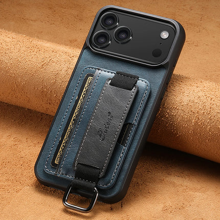 SUTENI Phone Case Wrist Strap Ring Buckle Faux Leather Card Holder Stand For iPhone 17 Pro Max 16 Plus 15 14 13 12