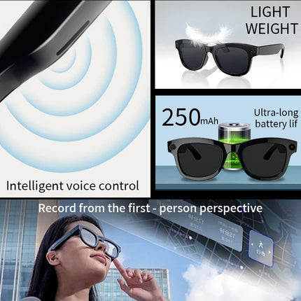 AI Smart Glasses 500W HD Camera Shooting Bluetooth Calling Intelligent Voice Assistant Control Music Smart Glasses For Men Women