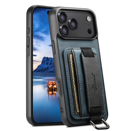 SUTENI Phone Case Wrist Strap Ring Buckle Faux Leather Card Holder Stand For iPhone 17 Pro Max 16 Plus 15 14 13 12