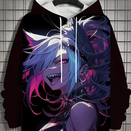 Vintage Men's Hoodie 3d Print nymphet Tops  Cartoon Girl Graphics Long Sleeve Hoodie Fashion Men's Top Oversized Streetwear Tees