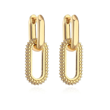 Shiny Rhinestone Geometric Earrings Ladies Fashion Light Luxury Elliptical Double Ring Earrings Exquisite Party Accessories