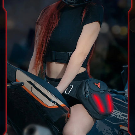 LED Red Light Motorcycle Leg Bag Thigh Belt Hip Bum Waterproof Ride Cycling Biker Waist Bag Fanny Pack Moto Travel Hiking Pocket