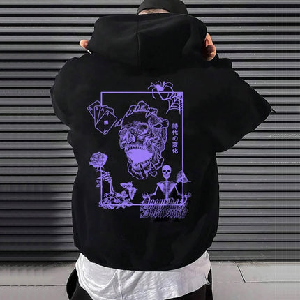 Gothic Men's Hoodie Harajuku Butterfly Print Long Sleeve Pullover Spring Autumn Casual Sweatshirts Streetwear Y2k Clothes Unisex