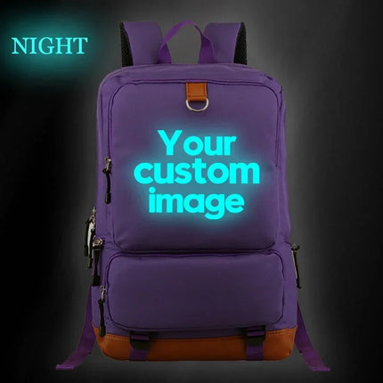 Customize Your Logo Name Image Backpack School Bags for Teenagers Girls Boys Harajuku Custom Diy Luminous Backpacks Rucksack