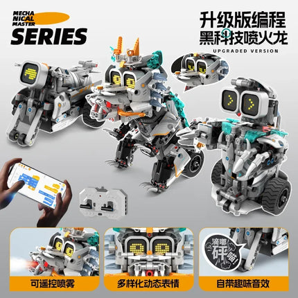 3 in 1 Technical RC Robot Dinosaur Building Blocks City Snail Racing Car Remote Control Bulldozer Truck Bricks Toys Kids Gifts