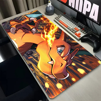 Mouse Pad Lockedge Large P-pokemon Charizard Gaming Accessories Computer Gamer Keyboard Pad Mouse Mat Desk XXL Mousepad for Gift