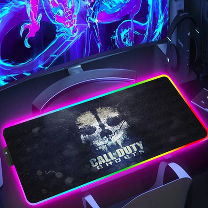RGB Desk Mat LED Game Rubber Mousepad Calls Of Duty Mouse Pad Large Gaming Mouse Mat With Backlit Gamer Non-Slip Computer Carpet