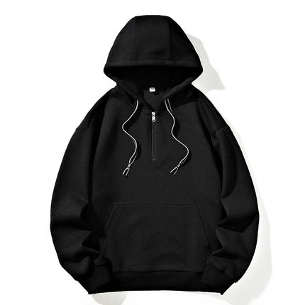 2025 New in Men's Hoodie Half Zip Long Sleeve Oversize Hooded Sweatshirt Male Spring Clothes Loose Fit Zip-up Golf Wear Big Size