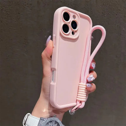 Luxury Colorful Lanyard Soft Silicone Phone Case For iPhone 17 16 15 14 13 12 11 Pro Max 16E X XR XS Max 7 8 16 Plus 17Air Cover