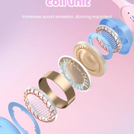 RGB Cat Ear Bluetooth Headphones For Girls Gradient Wireless Headphones With Microphone Stereo Music Game Earphones Kids Gifts