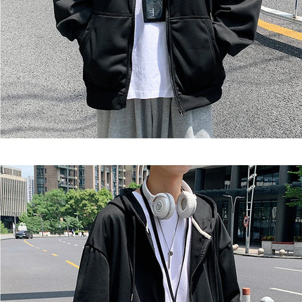 US Size Zip Up Hoodies Autumn Hooded Sweatshirts Men's Hoodie Cardigan Solid Color Classic Jacket Men Coat Men Clothing