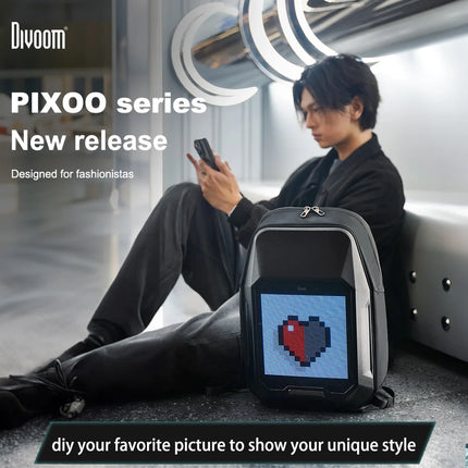 Divoom Cyberbag 64x64 Pixel LED Display 15-Inch Laptop Shoulder Bag Backpack Camera Portable Men Waterproof Backpack 2024 New