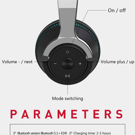 Super Bass Gaming Headsets RGB Lights Effect Wireless Bluetooth Headphones HIFI Sound Noise Reduction Gamer Earphones in HD Mic