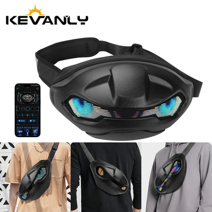 Cool Toothless style Satchel LED Screen Display APP Control Riding Drop Leg Side Bag Waterproof Dynamic Screen Shoulder Bags