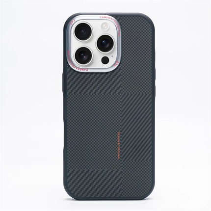 Matte Carbon Fiber Texture MagSafe Phone Case For iPhone 17 Wireless Charging Alloy Lens Protective Cover