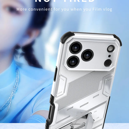 New Solid Armor Cyber Shockproof Phone Case For iPhone 17 Pro Max 17 AIR With Stand Holder Cover Protective Shell