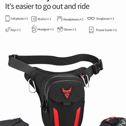 LED Red Light Motorcycle Leg Bag Thigh Belt Hip Bum Waterproof Ride Cycling Biker Waist Bag Fanny Pack Moto Travel Hiking Pocket
