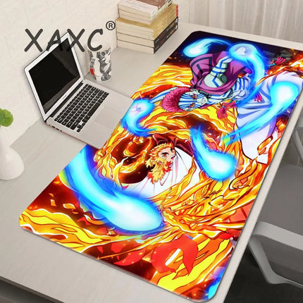 Japan Anime Desk Mat XL PC Akaza Gamer Cabinet Keyboard Rug Laptop Ghost D-demon Slayer Mouse Pad Black And White Manga Mousepad